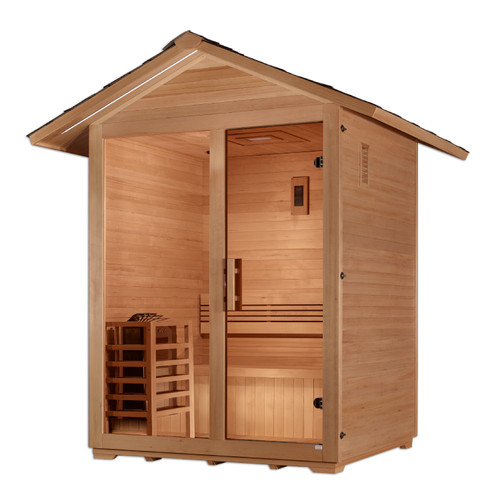 Golden Designs  GDI-8103-01 "Arlberg" 3 Person Traditional Outdoor Steam Sauna -  Canadian Hemlock