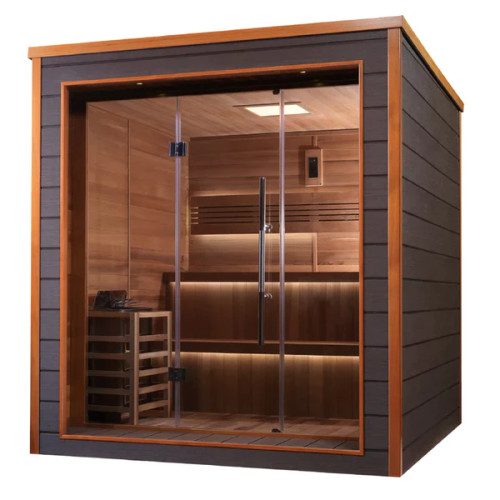 Golden Designs  GDI-8506-01 Kaarina 6 Person Outdoor-Indoor Traditional Steam Sauna - Canadian Red Cedar Interior