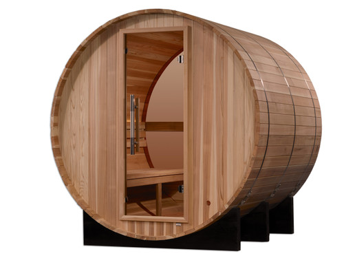 Golden Designs "Zurich" 4 Person Barrel with Bronze Privacy View - Traditional Sauna - Pacific Cedar - GDI-B024-01