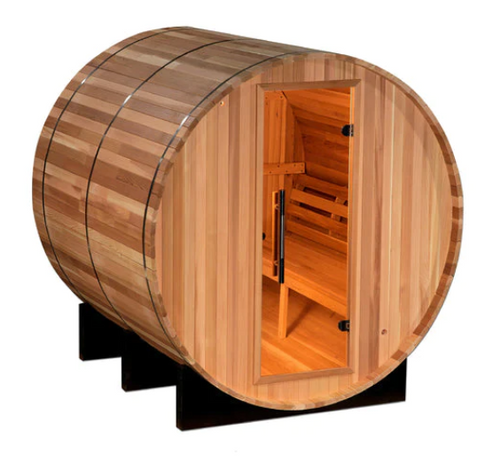 Golden Designs  SJ-2004 Uppsala Edition 4 Person Traditional Barrel Steam Sauna - Canadian Red Cedar