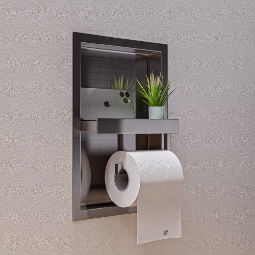 Alfi ABTPN88-BSS ABTPN88-BSS Brushed Stainless Steel Recessed Shelf / Toilet Paper Holder Niche
