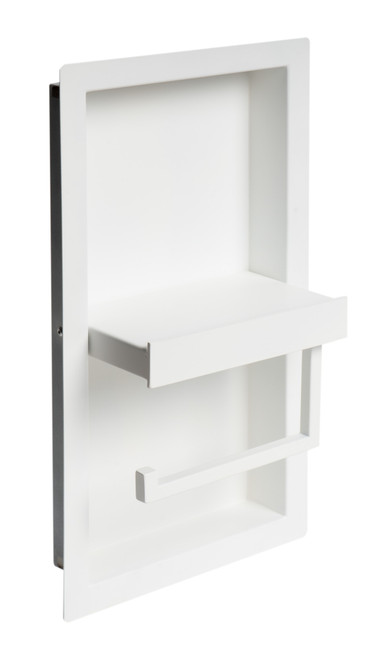 Alfi ABTPNC88-W ABTPNC88-W White Matte Stainless Steel Recessed Shelf / Toilet Paper Holder Niche