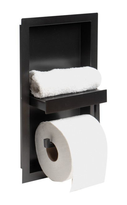Alfi ABTPNP88-BB ABTPNP88-BB Brushed Black PVD Stainless Steel Recessed Shelf / Toilet Paper Holder Niche