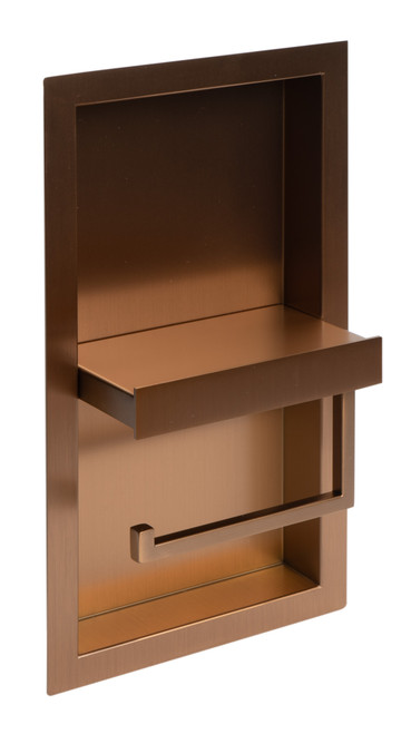 ALFI Brushed Copper PVD Stainless Steel Recessed Shelf / Toilet Paper Holder Niche - ABTPNP88-BC