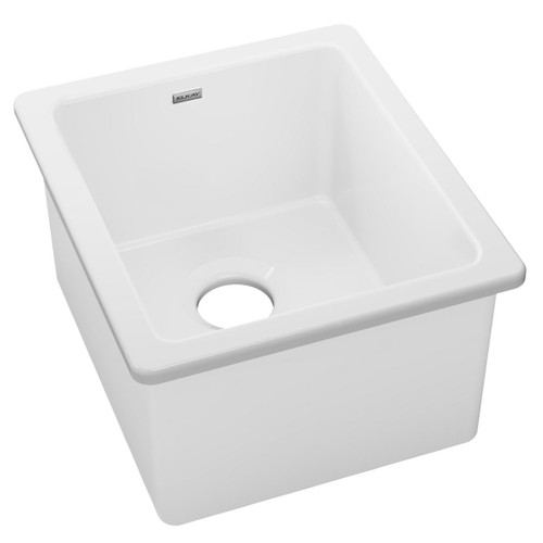 ELKAY  SWU1517WH Fireclay 16-7/16" x 18-15/16" x 9-1/16" Single Bowl Undermount Bar Sink, - White