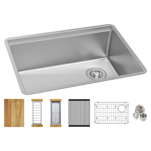 Elkay Crosstown 18 Gauge Workstation Stainless Steel, 25-1/2" x 18-1/2" x 9" Single Bowl Undermount Sink Kit - ECTRU24169RTWC