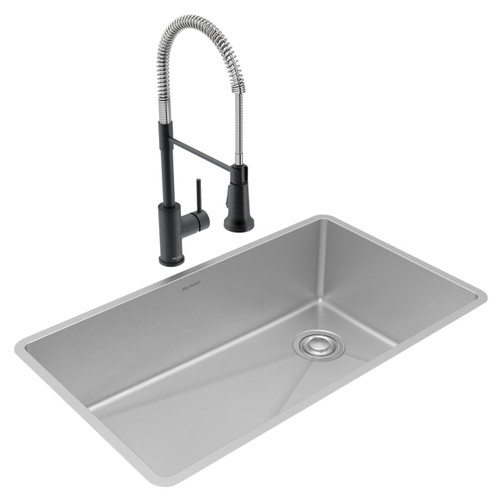 Elkay Crosstown 18 Gauge Stainless Steel 31-1/2" x 18-1/2" x 9", Single Bowl Undermount Sink & Faucet Kit with Drain - ECTRU30179RTFMC