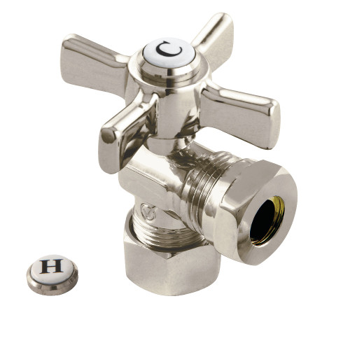 Kingston Brass CC54308ZX 5/8" Od Compression X 1/2" Or 7/16" Slip Joint Angle Valve - Brushed Nickel