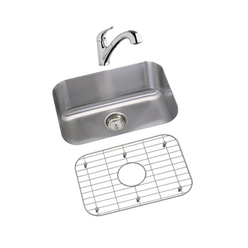 ELKAY  DXUH2115DFBG Dayton Stainless Steel 23-1/2" x 18-1/4" x 8", Single Bowl Undermount Sink and Faucet Kit with Bottom Grid