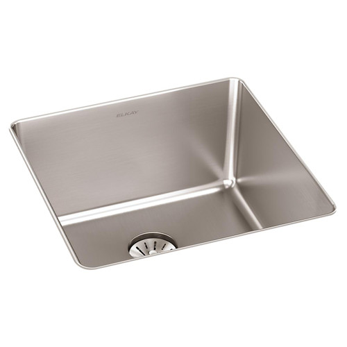 Elkay Lustertone Iconix 16 Gauge Stainless Steel 18-1/2" x 18-1/2" x 9" Single Bowl Undermount Sink with Perfect Drain - ELUHH1616TPD