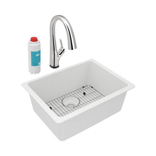 ELKAY  ELGU2522WH0FLC Quartz Classic 24-5/8" x 18-1/2" x 9-1/2", Single Bowl Undermount Sink Kit with Filtered Faucet, - White