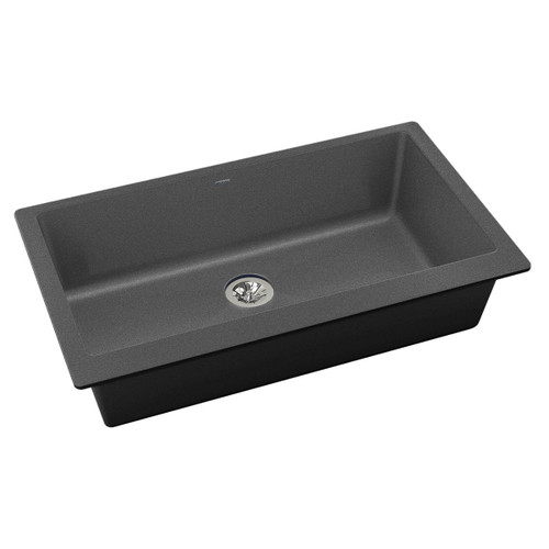 Elkay Quartz Luxe 35-7/8" x 19" x 9" Single Bowl Undermount Kitchen Sink with Perfect Drain, Charcoal - ELXRUP3620CH0