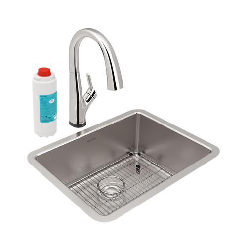 Elkay Lustertone Iconix 18 Gauge Stainless Steel 23-1/2" x 18-1/4" x 9" Single Bowl Undermount Sink Kit with Filtered Faucet - ELUH2115TFLC