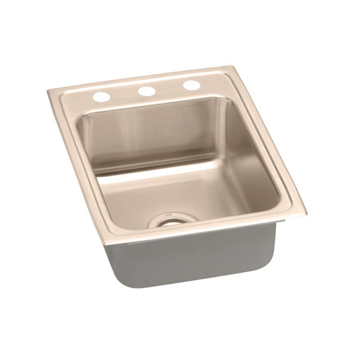 Elkay CuVerro Antimicrobial Copper 17" x 22" x 7-5/8", 1-Hole Single Bowl Drop-in Sink - LR17221-CU