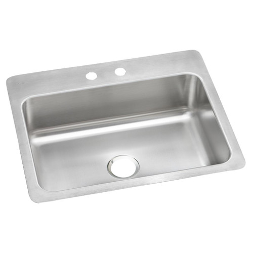 Elkay Dayton Stainless Steel 27" x 22" x 8", 2-Hole Single Bowl Undermount or Drop-in Sink - DSESR127222