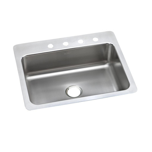 Elkay Lustertone Classic Stainless Steel 27" x 22" x 8", 0-Hole Single Bowl Undermount or Drop-in Sink - LSR27220