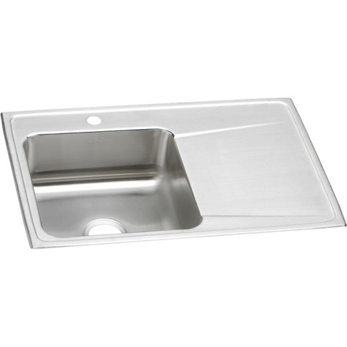 Elkay Lustertone Classic Stainless Steel 33" x 22" x 7-5/8", Single Bowl Drop-in Sink with Drainboard - ILR3322L1