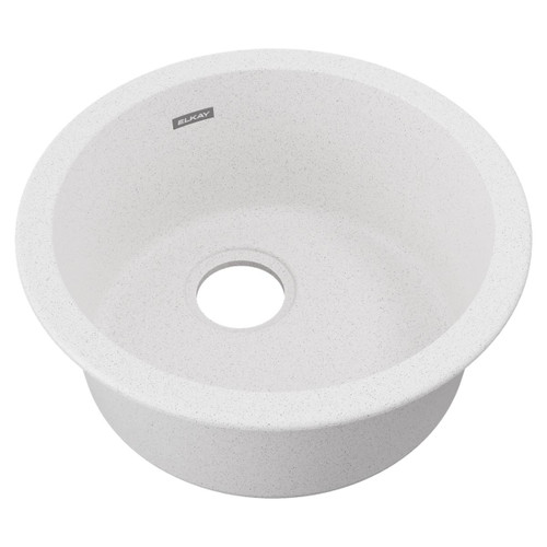 Elkay Quartz Classic 18-1/8" x 18-1/8" x 7-1/2", Single Bowl Undermount or Drop-in Bar Sink, White - ELG16FBWH0