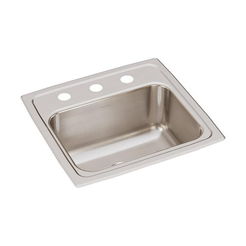 Elkay Lustertone Classic Stainless Steel 17" x 16" x 10-1/8", 3-Hole Single Bowl Drop-in Sink with Quick-clip - DLRQ1716103
