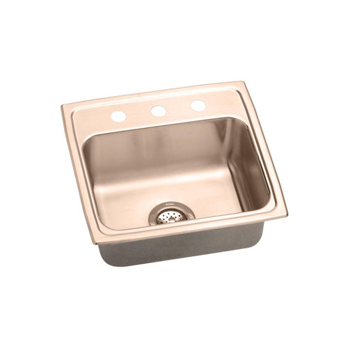 ELKAY  DLR1919101-CU CuVerro Antimicrobial Copper 19-1/2" x 19" x 10-1/8", 1-Hole Single Bowl Drop-in Sink
