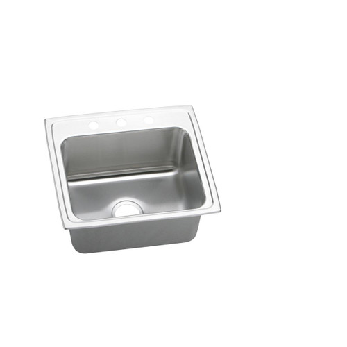 ELKAY  DLRQ2219102 Lustertone Classic Stainless Steel 22" x 19-1/2" x 10-1/8", 2-Hole Single Bowl Drop-in Sink with Quick-clip