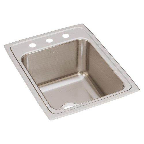 Elkay Lustertone Classic Stainless Steel 17" x 22" x 10-1/8", 3-Hole Single Bowl Drop-in Sink - DLR1722103