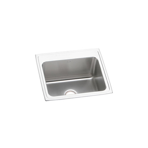 Elkay Lustertone Classic Stainless Steel 25" x 21-1/4" x 10-1/8", 0-Hole Single Bowl Drop-in Sink - DLR2521100