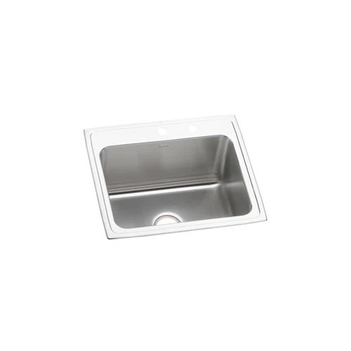 Elkay Lustertone Classic Stainless Steel 25" x 21-1/4" x 10-1/8", MR2-Hole Single Bowl Drop-in Sink - DLR252110MR2