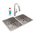 Elkay Lustertone Iconix 18 Gauge Stainless Steel 31-1/4" x 20-1/2" x 9" Double Bowl Undermount Sink Kit with Filtered Faucet - ELUH3120RTFLC