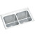 Elkay Lustertone Classic Stainless Steel 33" x 22" x 10-1/8", Equal Double Bowl Drop-in Sink with Perfect Drain - DLR332210PD3