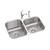 ELKAY DXUH312010RDF Dayton Stainless Steel 31-3/4" x 20-1/2" x 10", Offset Double Bowl Undermount Sink and Faucet Kit