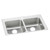Elkay Lustertone Classic Stainless Steel 33" x 19-1/2" x 6-1/2", 1-Hole Equal Double Bowl Drop-in ADA Sink - LRAD3319651