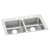 Elkay Lustertone Classic Stainless Steel 33" x 19-1/2" x 6-1/2", 4-Hole Equal Double Bowl Drop-in ADA Sink - LRAD3319654