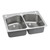 Elkay Lustertone Classic Stainless Steel 33" x 22" x 9", 2R-Hole Equal Double Bowl Undermount or Drop-in Sink with Perfect Drain - LKHSR33229PD2R