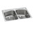 ELKAY LKHSR33229PD3 Lustertone Classic Stainless Steel 33" x 22" x 9", 3-Hole Equal Double Bowl Undermount or Drop-in Sink with Perfect Drain