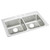 Elkay Lustertone Classic Stainless Steel 33" x 22" x 5", 2-Hole Equal Double Bowl Drop-in ADA Sink - LRAD3322502
