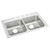 Elkay Lustertone Classic Stainless Steel 33" x 22" x 6", 4-Hole Equal Double Bowl Drop-in ADA Sink - LRAD3322604
