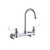 ELKAY  LK940GN05T4S Scrub/Handwash 8" Centerset Wall Mount Faucet with 5" Gooseneck Spout 4in Wristblade Hndle 1/2 Offset Inlets+Stop