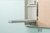 Iron-A-Way Ironing Center - 42" Built-In Ironing Board With Electric System, Light and Toggle Switch - Left Hinged Raised White Door - E42RWU-L