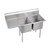 Elkay Dependabilt Stainless Steel 54-1/2" x 25-13/16" x 43-3/4" 18 Gauge Two Compartment Sink w/ 18" Left Drainboard and Stainless Steel Legs - E2C16X20-L-18X