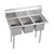 ELKAY  3C12X16-0X Dependabilt Stainless Steel 45" x 21-13/16" x 43-3/4" 16 Gauge Three Compartment Sink with Stainless Steel Legs