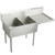 Elkay Weldbilt Stainless Steel 55-1/2" x 27-1/2" x 14" Floor Mount, Double Compartment Scullery Sink with Drainboard - WNSF8230R2