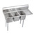 Elkay Dependabilt Stainless Steel 48-1/2" x 19-13/16" x 43-3/4" 16 Gauge Three Compartment Sink w/ 12" Right Drainboard and Stainless Steel Legs - 3C10X14-R-12X