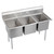 ELKAY  E3C16X20-0X Dependabilt Stainless Steel 57" x 25-13/16" x 43-3/4" 18 Gauge Three Compartment Sink with Stainless Steel Legs