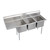 Elkay Dependabilt Stainless Steel 72-1/2" x 25-13/16" x 43-3/4" 18 Gauge Three Compartment Sink w/ 18" Left Drainboard and Stainless Steel Legs - E3C16X20-L-18X