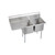 ELKAY  14-2C18X24-L-18X Dependabilt Stainless Steel 58-1/2" x 29-13/16" x 43-3/4" 16 Gauge Two Compartment Sink w/ 18" Left Drainboard and Stainless Steel Legs