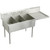 Elkay Weldbilt Stainless Steel 70-1/2" x 27-1/2" x 14" Floor Mount, Triple Compartment Scullery Sink with Drainboard - WNSF8345R4