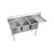 Elkay Dependabilt Stainless Steel 72-1/2" x 25-13/16" x 43-3/4" 16 Gauge Three Compartment Sink w/ 18" Right Drainboard and Stainless Steel Legs - 14-3C16X20-R-18X