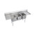 ELKAY  14-3C16X20-2-24X Dependabilt Stainless Steel 100" x 25-13/16" x 43-3/4" 16 Gauge Three Compartment Sink w/ 24" Left & Right Drainboards & Stainless Steel Legs