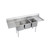 Elkay Dependabilt Stainless Steel 100" x 25-13/16" x 43-3/4" 16 Gauge Three Compartment Sink w/ 24" Left & Right Drainboards & Stainless Steel Legs - 14-3C16X20-2-24X